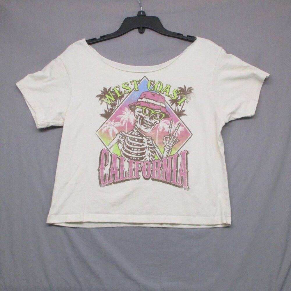 West Coast California Graphic Print Skeleton DIY Collar Cut White Women Size | M